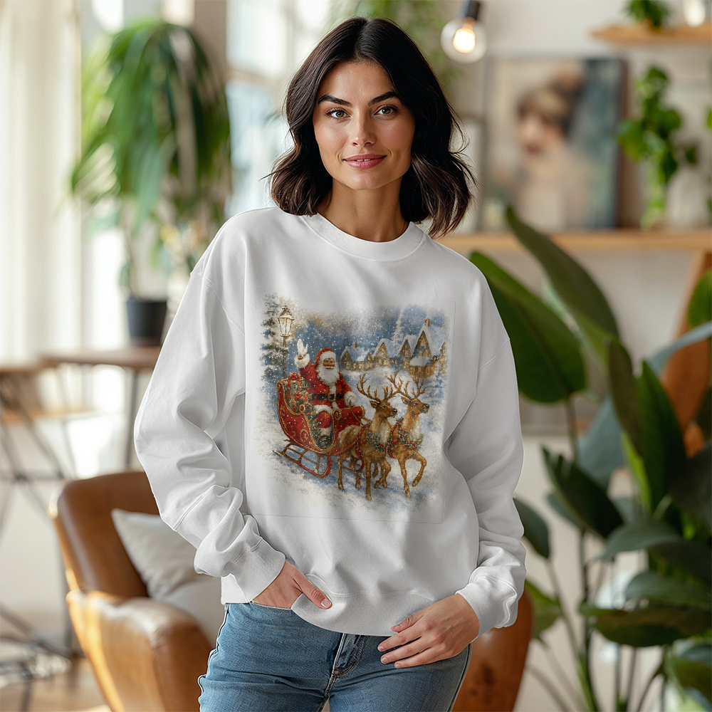 Santa's Christmas Ride  — Vintage Holiday Crewneck Sweatshirt